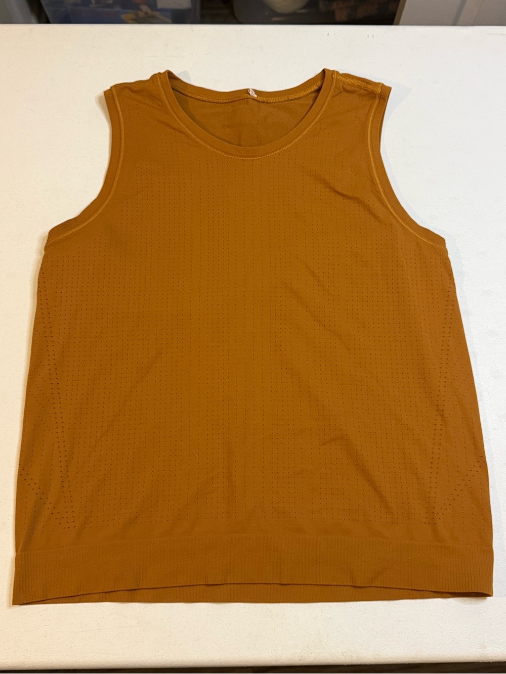 Women’s Brown Sleeveless Perforated Athletic Workout Tank Top Large* Activewear